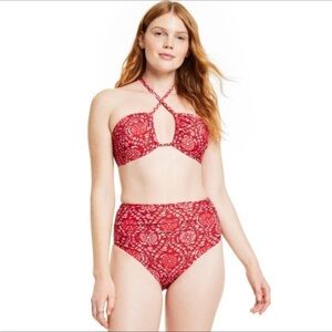 RHODE Red Floral Bikini Set
